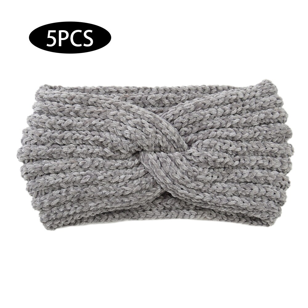 5Pcs Europese En Amerikaanse Gebreide Wol Kruis Haarband Sport Hoofdband Oor Bescherming Hoofddeksels Warm Corduroy Hoofdband: 3