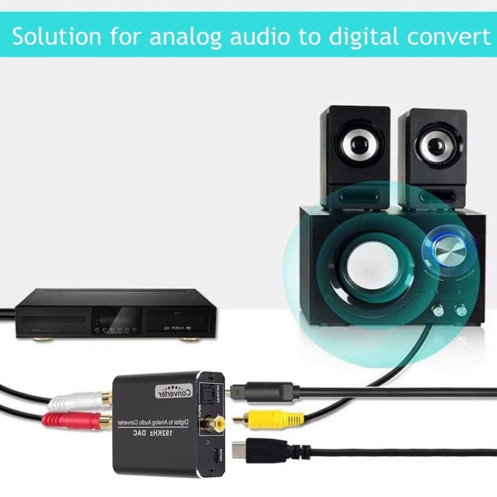 PzzPss – convertisseur Audio numérique-analogique 192KHz, Fiber optique coaxiale SPDIF vers RCA, adaptateur Audio Jack 3.5mm pour boîtier TV/DVD/HDTV