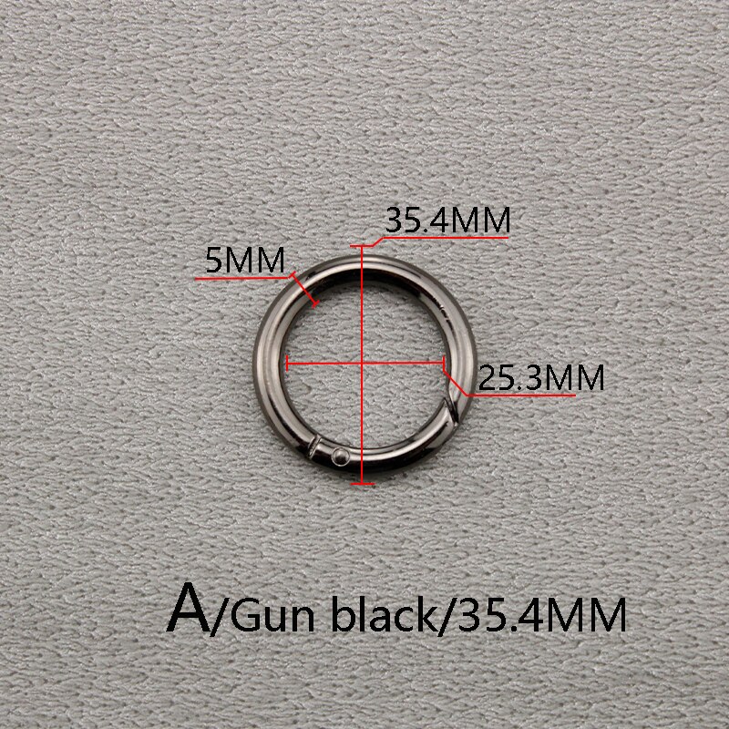BAMADER Circle metalowy haczyk na sprężynie O Ring otwierany klucz pierścieniowa klamra wysokiej jakości akcesoria sprzętowe złoty srebrny pistolet klamra: A Gun black35.4MM
