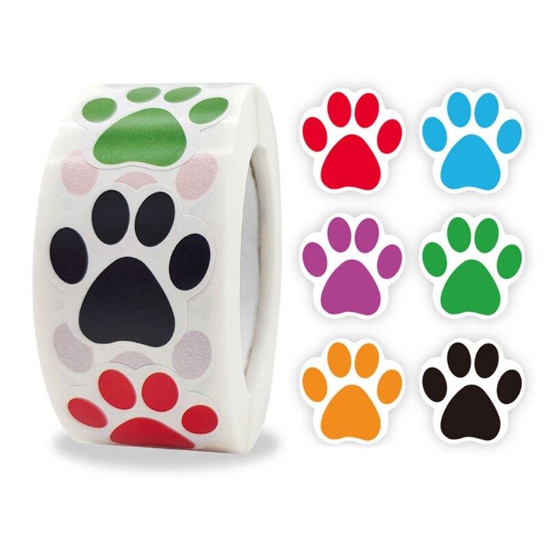 500pcs Paw Print Stickers Dog Cat Bear Paw Labels Sticker for Laptop Reward D08D