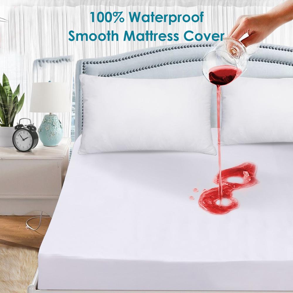 90 x 190cm gladde waterdichte matrasbeschermer voor boxspringmatrashoes, bedwantsbestendige hypoallergene matrasbeschermer