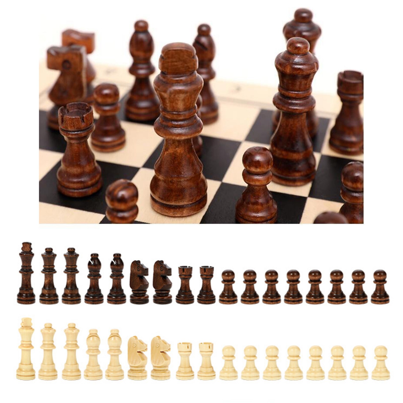 Handmade Wooden Magnetic Chess Board Set with Extra 2 Queens 39x39cm Family Game Toys Chess Pieces