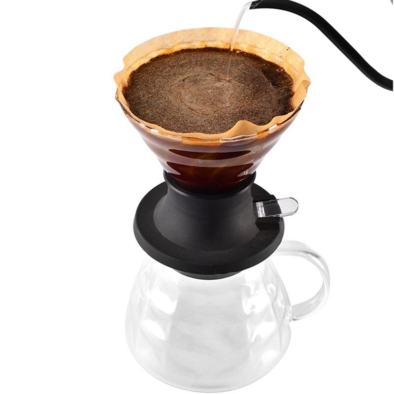 Immersion Coffee Dripper Glass V60 Pour Over Coffee Maker V Shape Drip Coffee Filter With Push Switch Blac