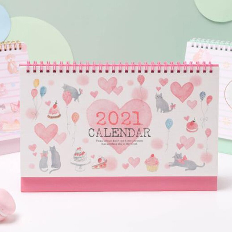 Cartoon Cat Desk Calendar Cute Table Calendars Timetable Planner