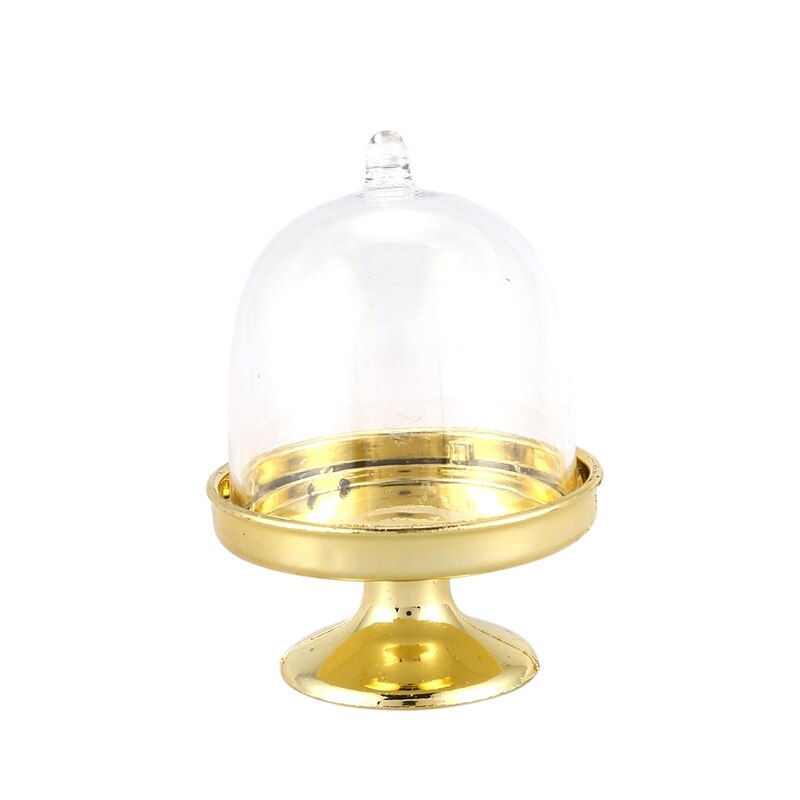 12x Mini Stand de Gâteau Cupcake boîte De Mariage Boîte à Bonbons En Plastique Transparent Argent: Gold