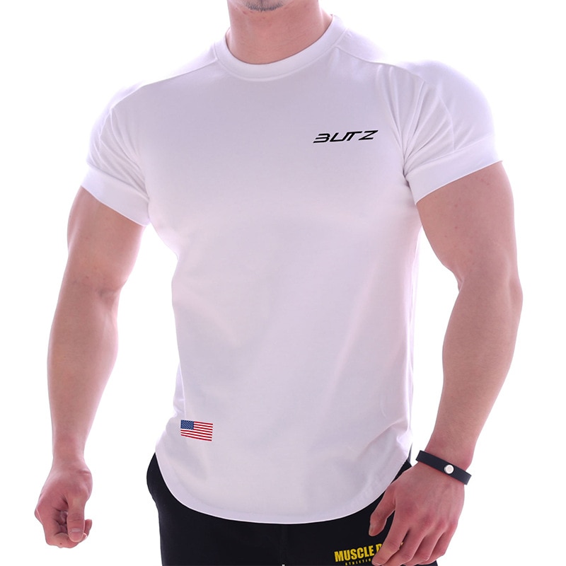 Gymtröja herr träningströja herr camisetas de gym para hombres gymtröja herr roupa fitness masculino muscle fit t-shirts pojkar: Vit / Xl