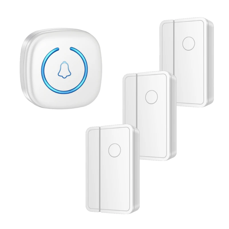 CACAZI Door Sensor Chime for Door Opens Outdoor Split Sensor Doorbell Adjustable 60 Ringtones LED Indicators Entry Alert Chime: Brown / EU