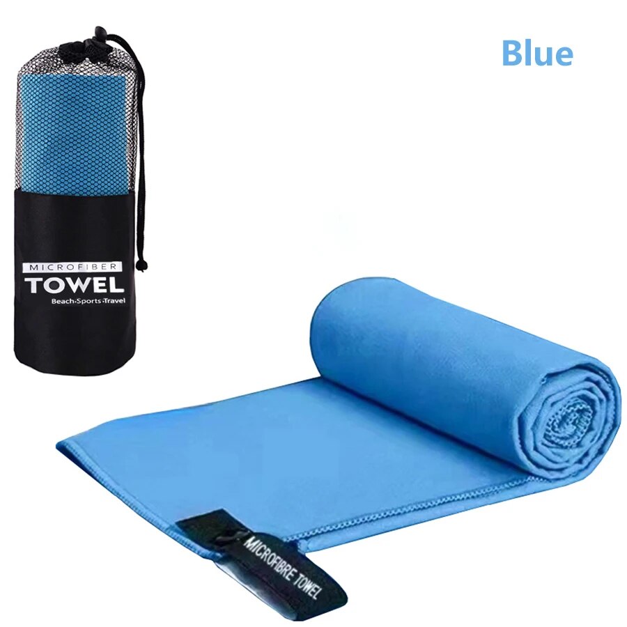 Hurtigttørrende sportshåndklæde 40 x 80/76 x 152cm mikrofiber løb yoga fitness fitness basketball udendørs camping vandreture strandhåndklæder: S / Himmelblå