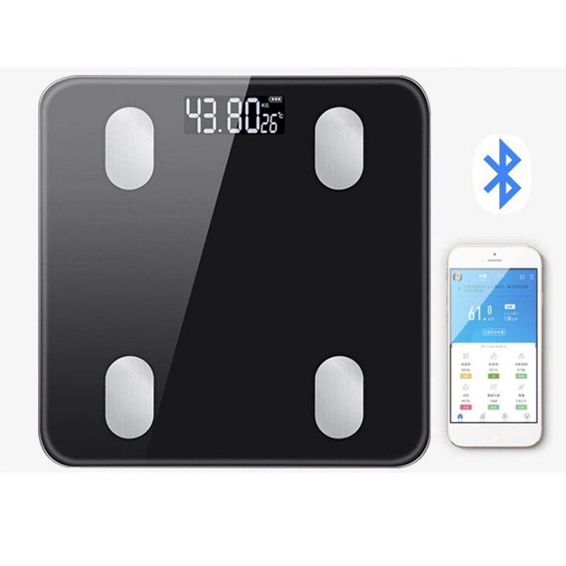 Balanza De Peso Digital y grasa corporal de 11X11 pulgadas, balanza de baño con Bluetooth de alta precisión, 400Lbs