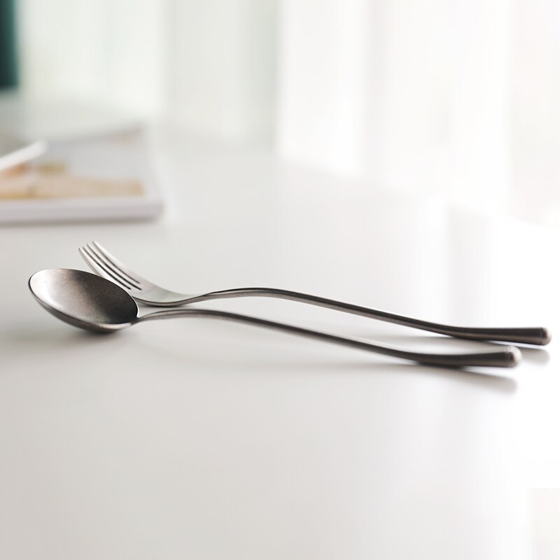 Silber 304 Edelstahl Westlichen Besteck einstellen retro Abendessen Messer Gabel Löffel einstellen Spezielle Gabeln Kaffee Tee Löffel Obst Gabel