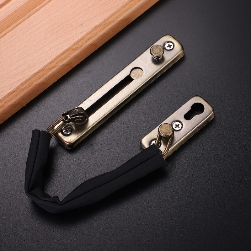 Thickened 304 stainless steel anti-theft door chain hotel room bolt safety chain door buckle anti-theft buckle lock: Yellow Bronze