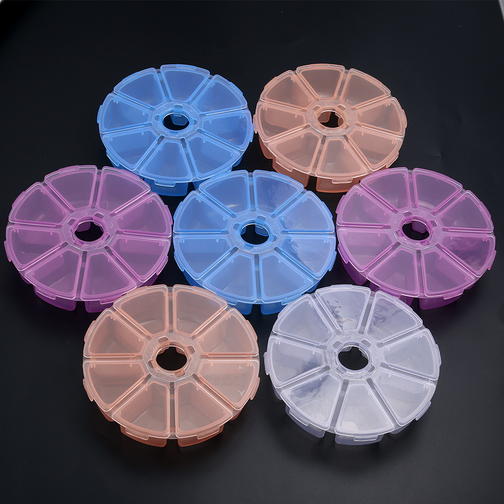 Runde Kunststoff transparent Lagerung Kasten Schmuck Perlen Container Angeln Werkzeuge Zubehör Kasten Kleine Gegenstände Kleinigkeiten Organizer fallen