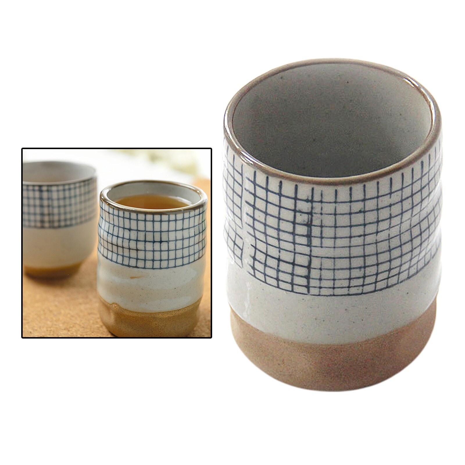 Japanese Pottery Tea Cup Mug Handpainted Ceramic Teacup Yunomi Tea Cup, No Handles
