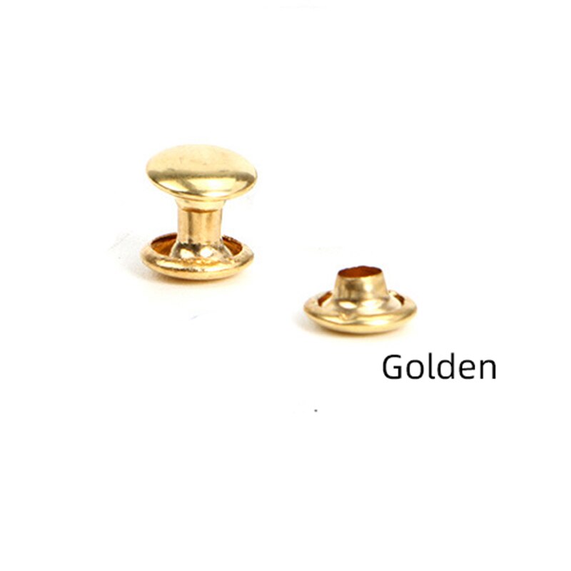 500sets Leather Rivets Mushroom Round Double Cap Rivet Tubular Metal Studs for DIY Leather Craft Purses Belt Garment Rivets: Golden / 6x6mm