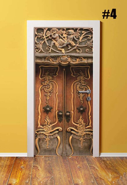 Autocollant pour rénovation rétro de porte en PVC, bricolage rétro, autocollant imperméable pour porte d'entrée, décoration de maison, décalque d'image imprimée: Door XRK1596-04 / 77x200cm