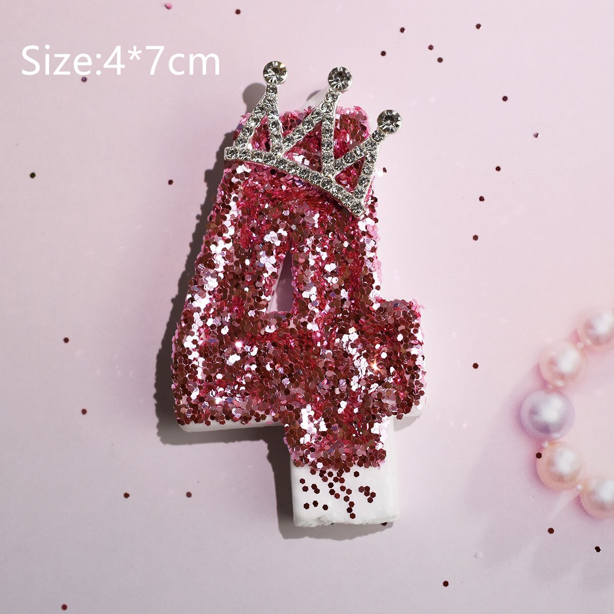 Yellow Pink Candle Sequins Shiny Crown Number 0-9 Cake Topper Insert For Girl Birthday Party Dessert Table Wedding Day: Army Green