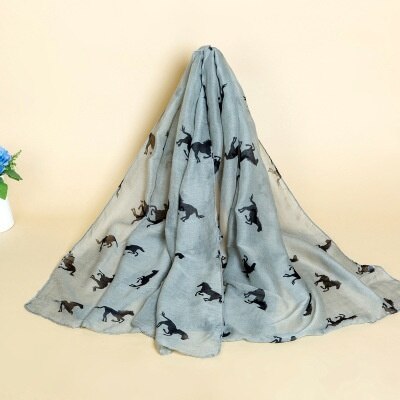 Mode Stijlvolle Vrouwen Running Horse Print Lange Sjaal Wrap Stole Voile Chevron Infinity 180Cm X 100Cm 1 stuk