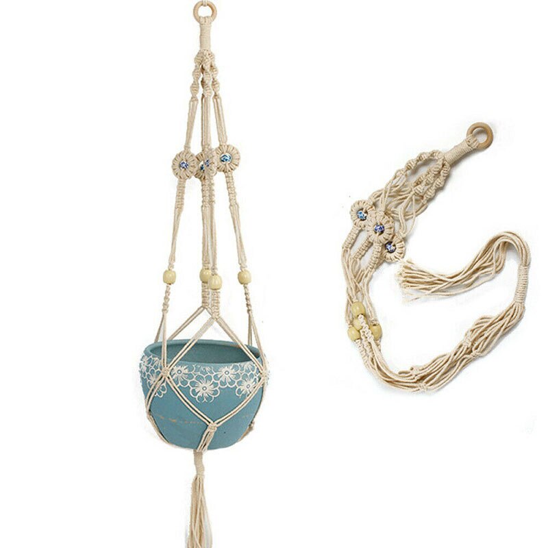 Cesta colgante de jardín, colgador de macramé para planta Retro, soporte de maceta de flores, jardineras de cuerda para decoración del hogar, suministros de jardín, novedad, 1 ud.: D