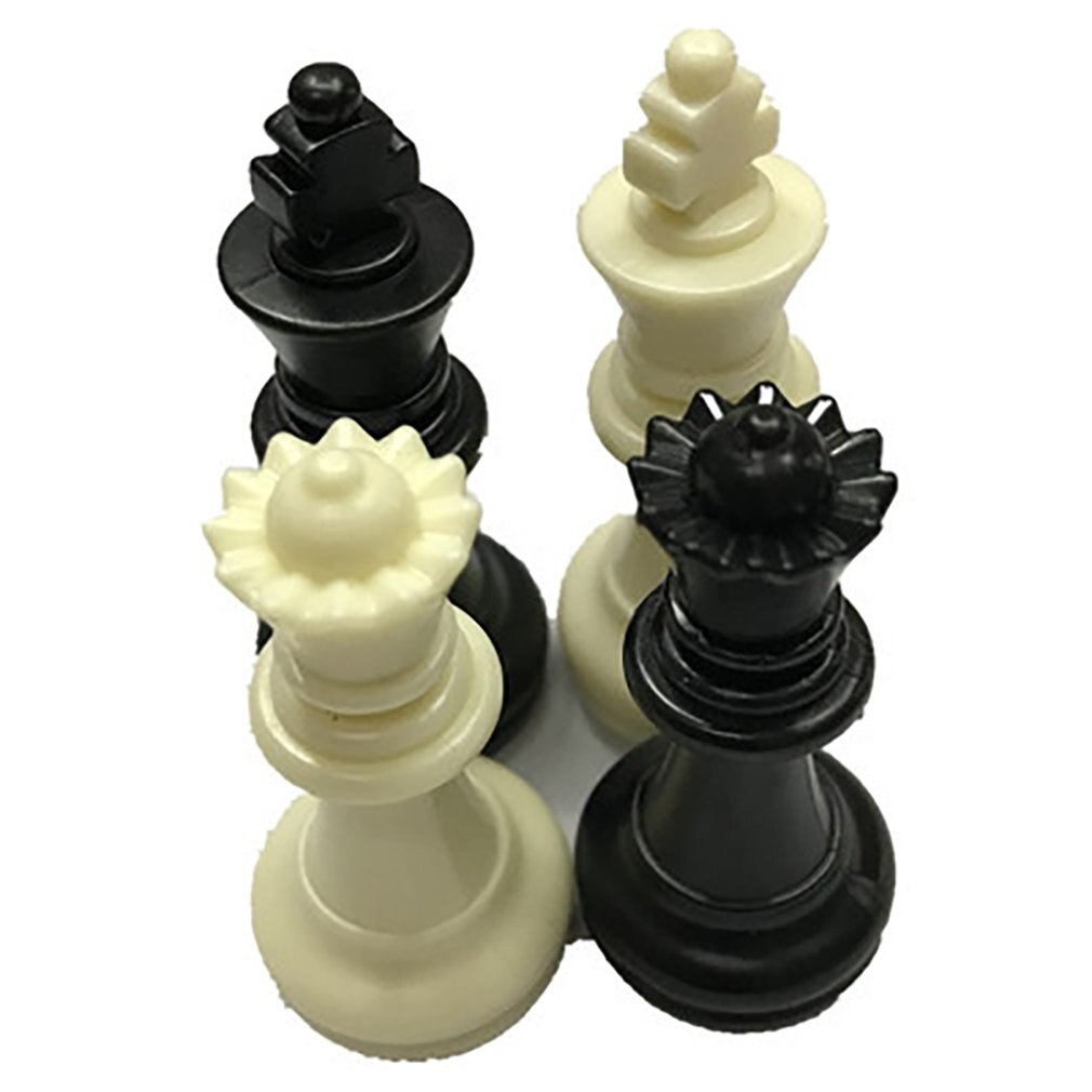 Medieval Chess Pieces/Plastic Complete Chessmen International Word Chess Game Entertainment Black&White