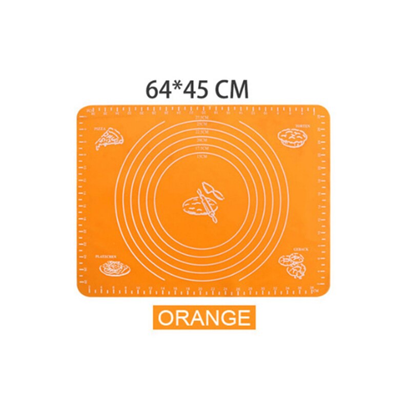 Reusable Silicone Baking Mat Eco-Friendly Mat For Rolling Dough Pad Large Non-stick Oven Patisserie Baking Accessories Tools: orange 64X45cm
