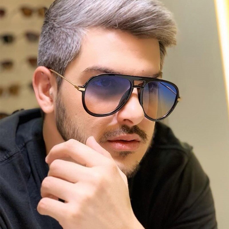 ¡Novedad de ! Gafas de sol clásicas retro para piloto, gafas de conducción para hombre con gradiente de gran tamaño a la para aviación, gafas UV para mujer ins populares