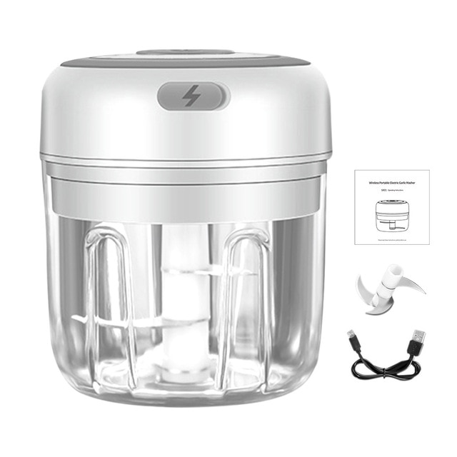 100/250ml Mini USB Wireless Electric Garlic Masher Press Mincer Vegetable Chili Meat Grinder Food Chopper Kitchen Tools