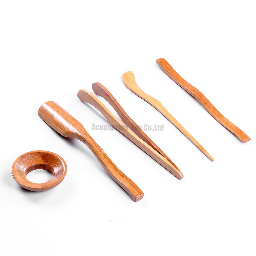6pcs porcelain and Bamboo Tea Tools,Six things/Tea Caddy/Strainer/Clamp/Spoon/Tea Stick/Needle,Tea ceremony gentleman/Treasures