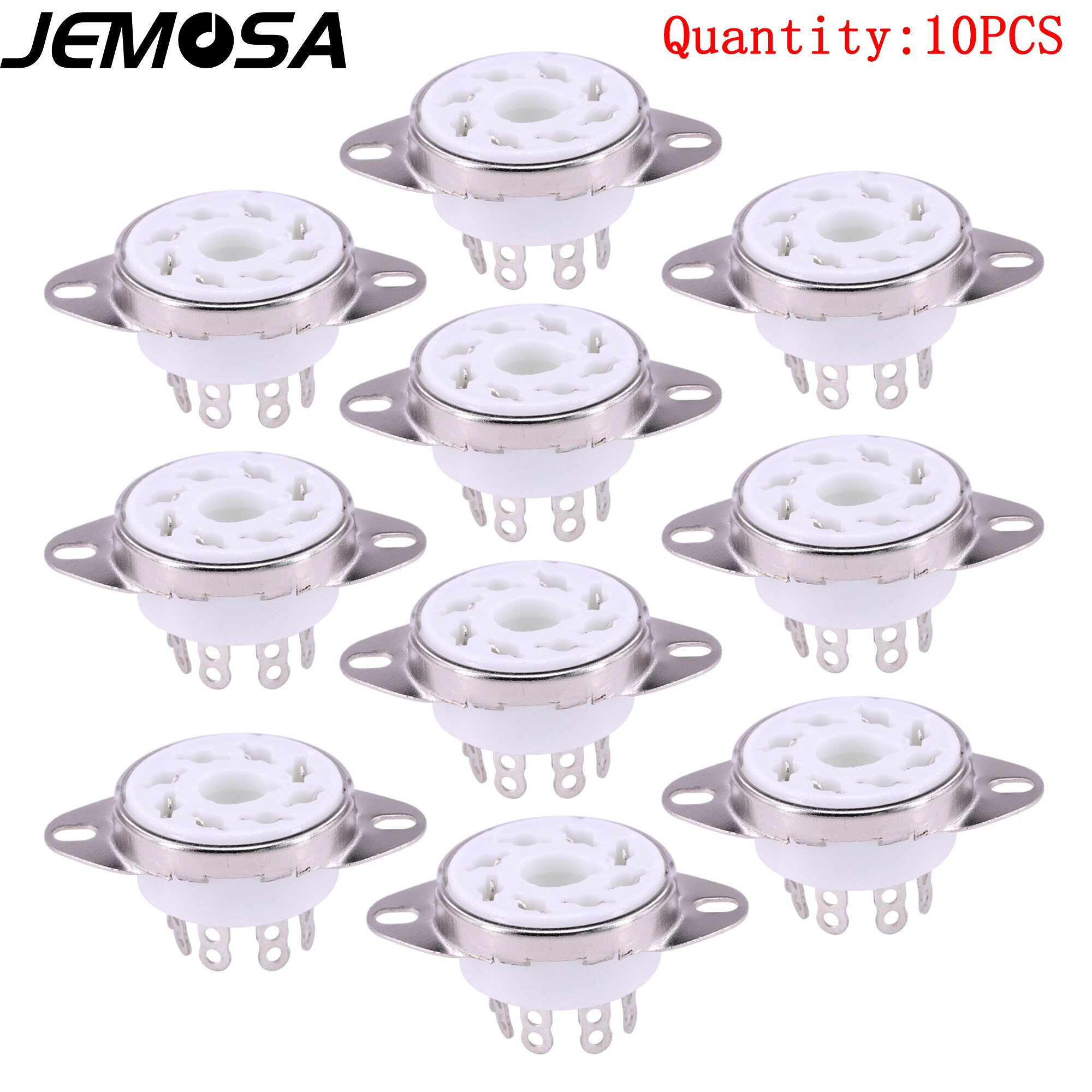 10 pz ceramica 8pin presa tubo GZC8-Y-6 presa tubo elettronico KT88 6SN7 6V6 6L6 EL34 6N8P tubo a vuoto amplificatore Audio HIFI fai da te: Tin-Plated-10PCS