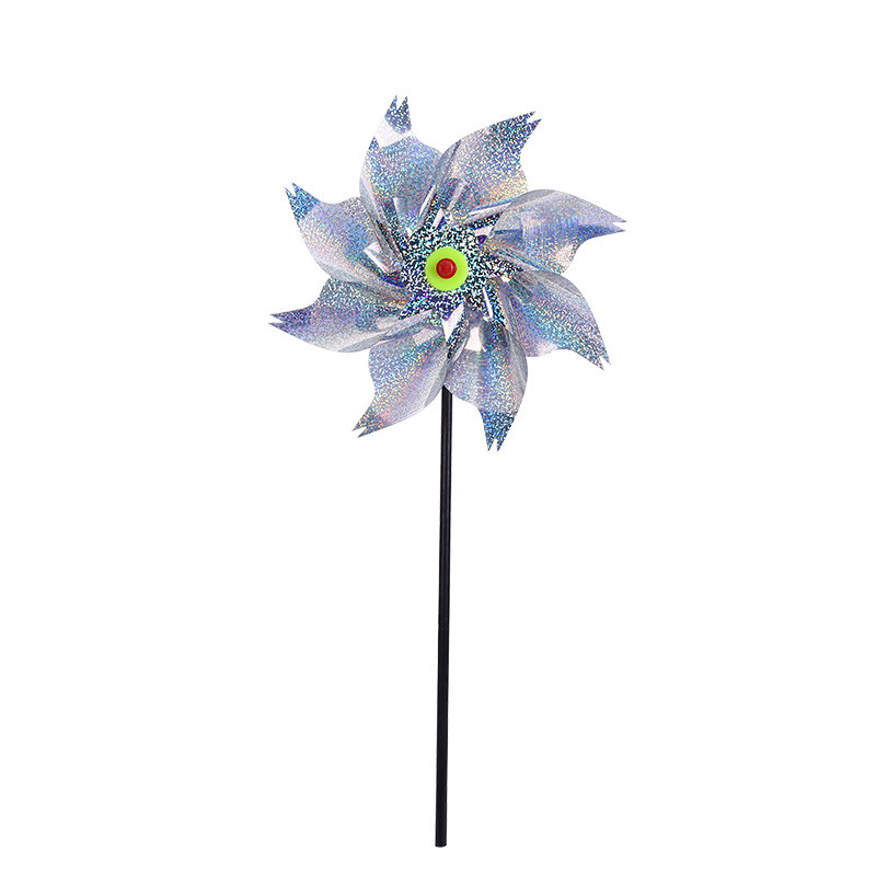 Repelente de aves, molinetes reflectantes brillantes, espantapájaros, molinete, molino de viento, Spinner, decoración de patio de césped y jardín, repelente para mantener los pájaros: Negro