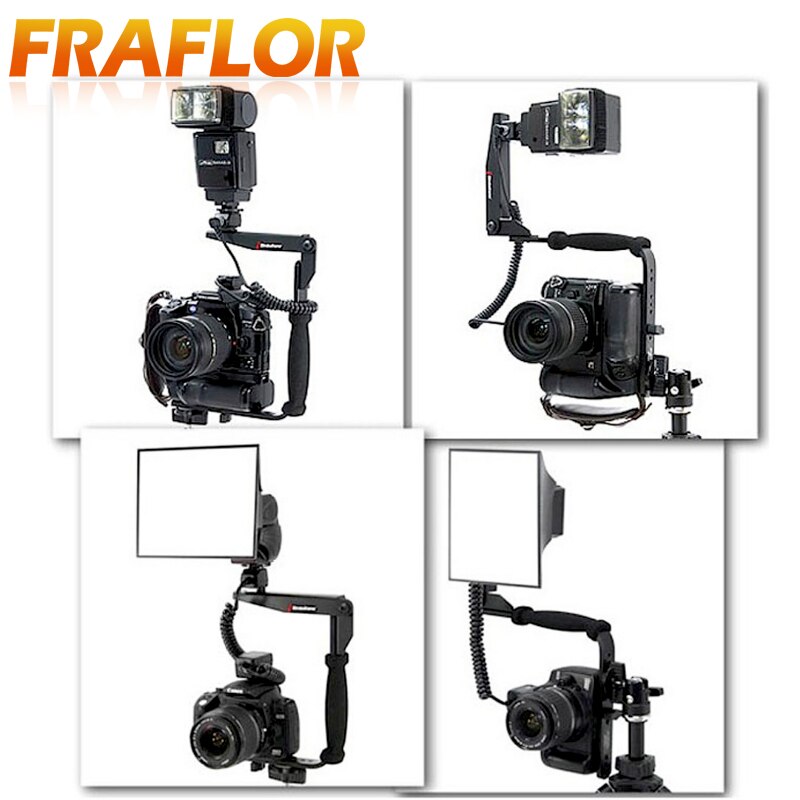 U-Vormige Omkeerbare Roterende Flash Bracket Video Handle Handheld Stabilizer Grip Draaibaar Voor Camera Camcorder Mini Dv Dslr Slr