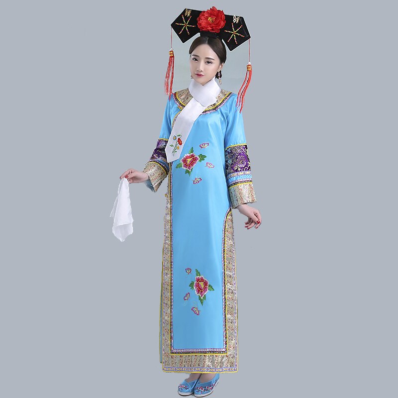 Vestido de la dinastía Qing de , vestido tradicional chino antiguo para mujer, traje de infantería Peri, bata teatral Dande Wear