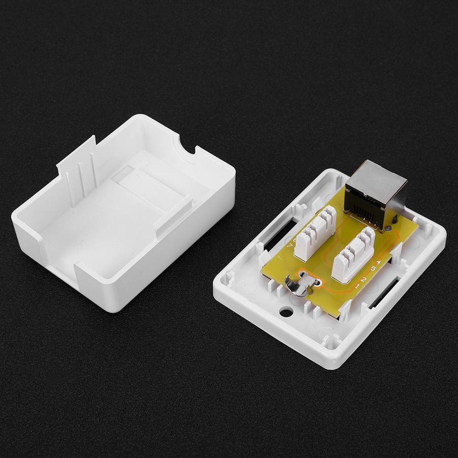 2Pcs CAT6 RJ45 Junction Box Desktop Information Case 8P8C Ethernet Cable Connector Single Port Network Wiring Plastic Box