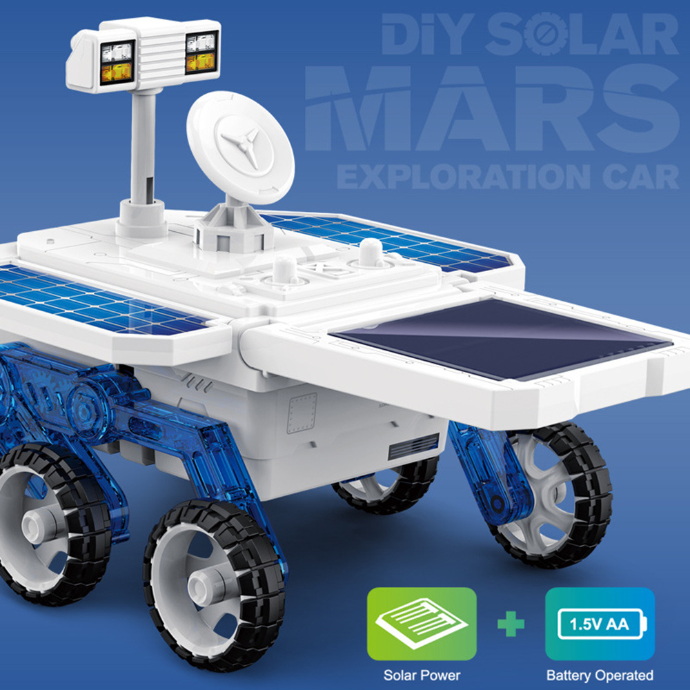 Kids diy solar planet exploration car toy educational assembled model diy building set durable large toy car  b99
