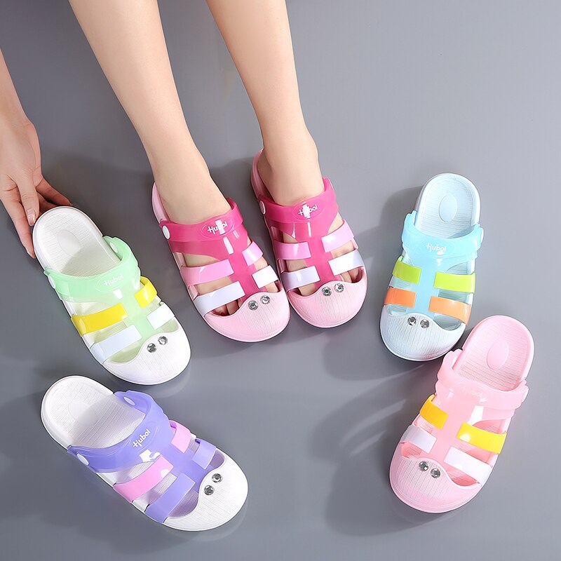 Dames jelly schoenen regenboog zomer sandalen dames platte schoenen dames instappers snoepkleurige peep toe dames strandschoenen