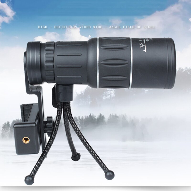 16X52 Magnify Optical HD Lens Monocular Telescope with Tripod and Clip for Universal Phone