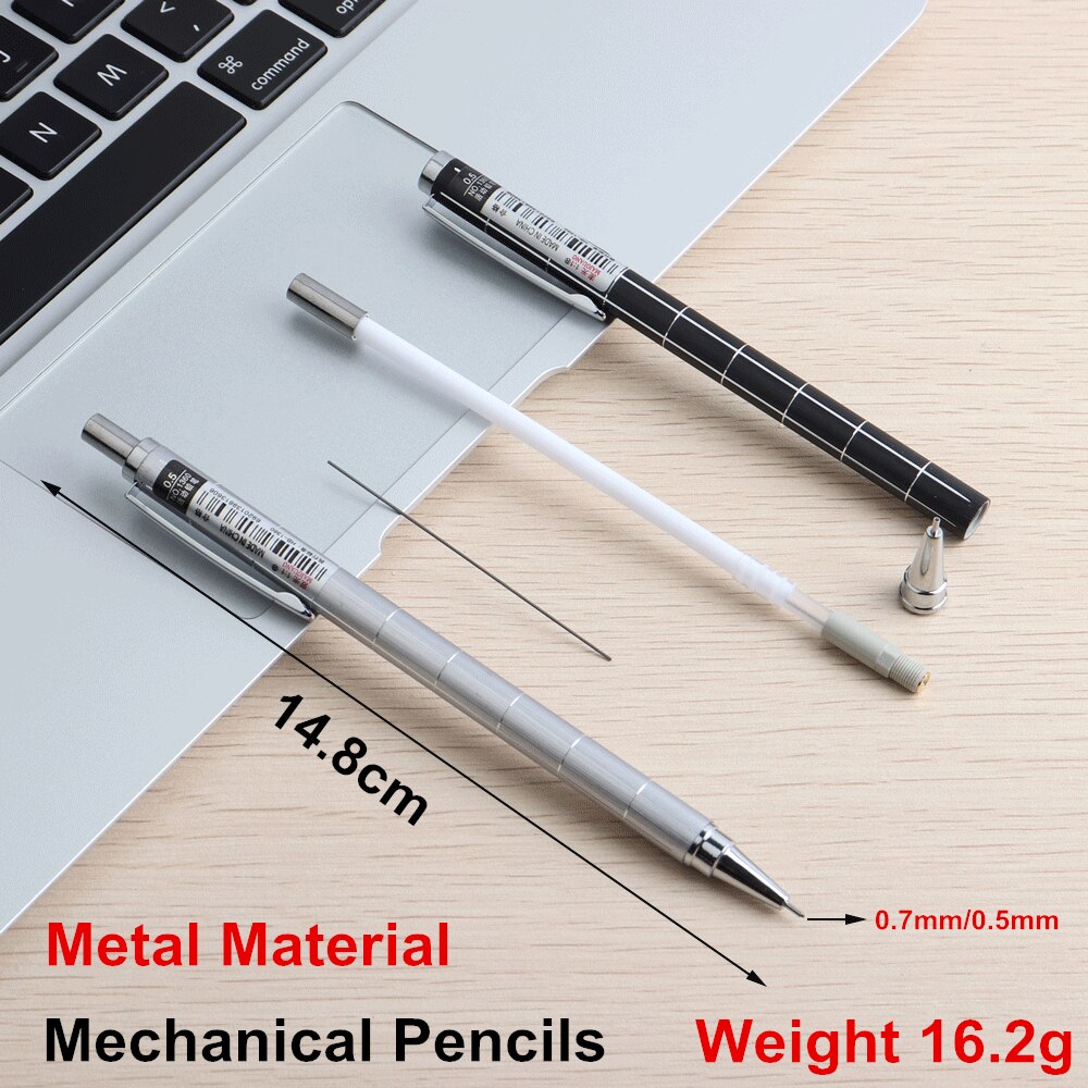 Metal Mechanical Pencils 0.5 0.7mm HB Lead Holder Drafting Drawing Pencil For School Office Leads Writing Stationery Pens