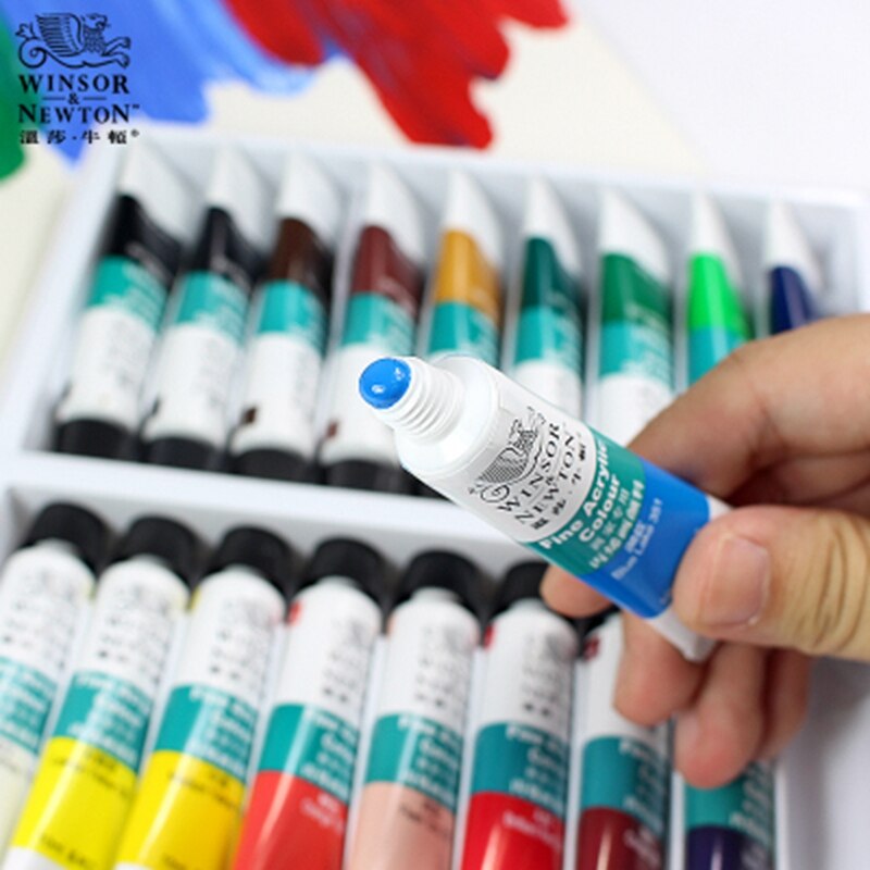Winsor &amp; Newton 12/18/24 Kleuren Professionele Acryl Verf Set 10 Ml Hand Geschilderde Muur Schilderen Textiel Verf Fel gekleurde