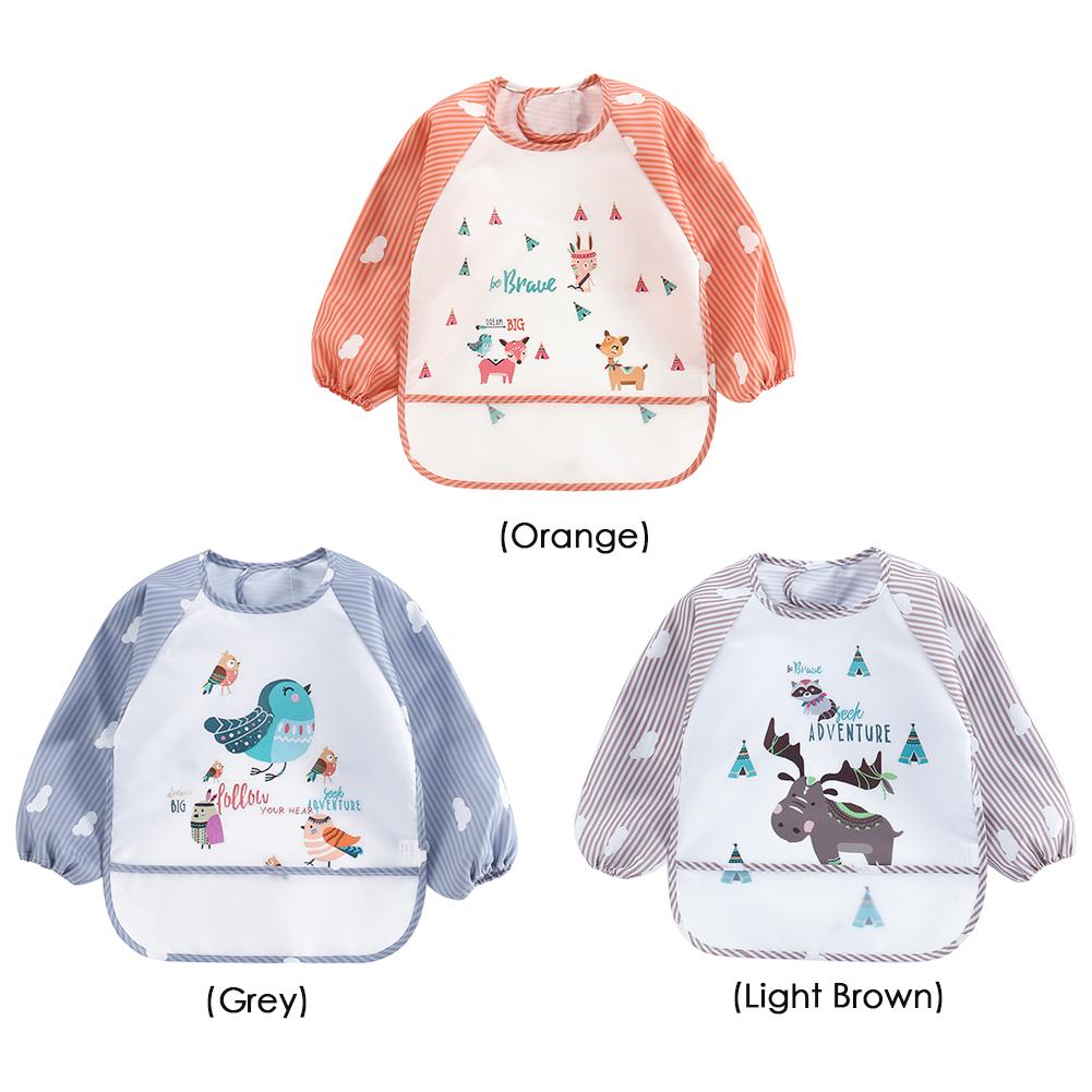 Karikatur Baby Lätzchen Schürze Einstellbar Spucktücher Fütterung mit Langen Ärmeln Baby Zubehör Zeug Nette Tiere bavoir kleinkind freundlicher