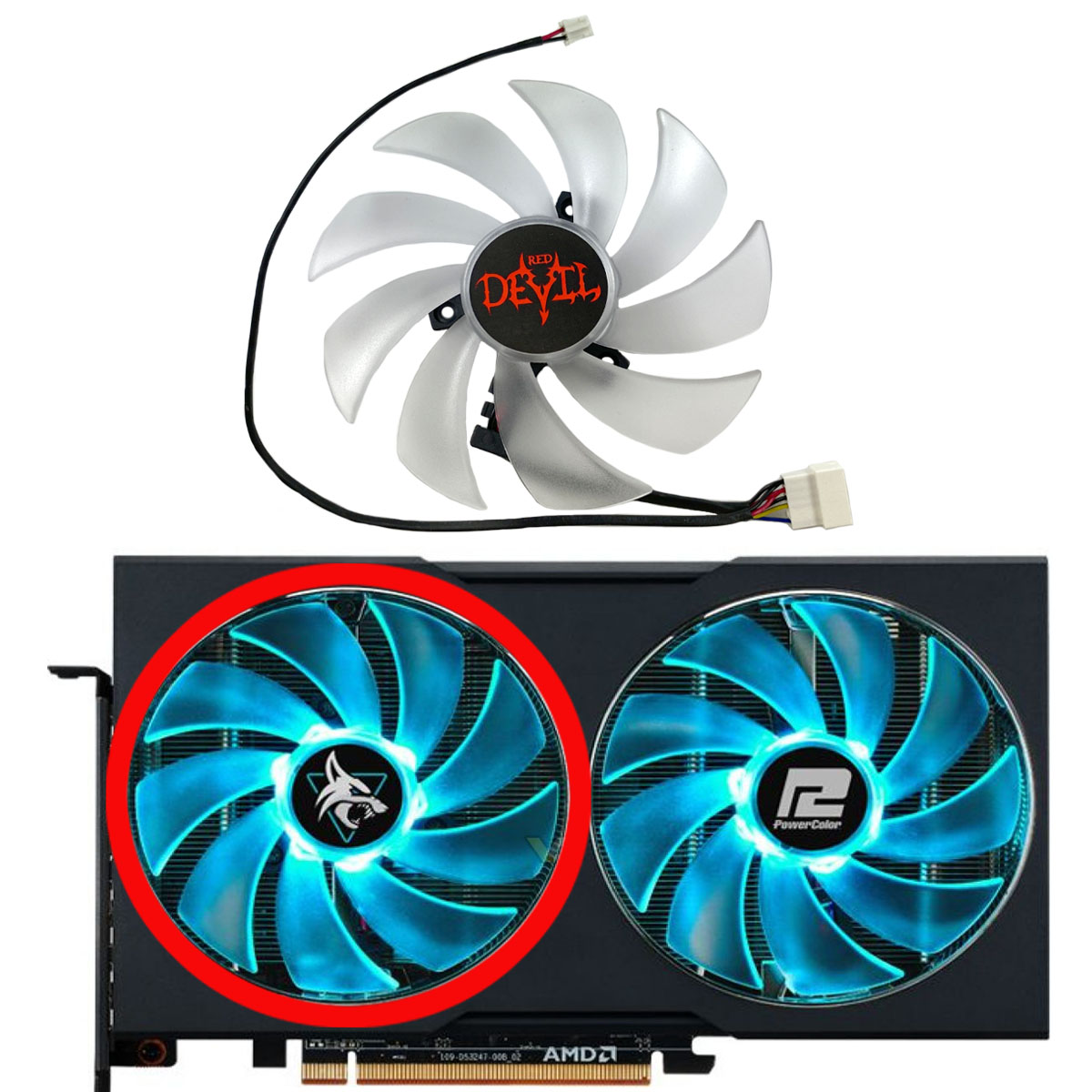 For POWERCOLOR Radeon RX6600 6600XT 6650XT Hellhound Graphics Card Replacement Fan FD10015H12D: Brown