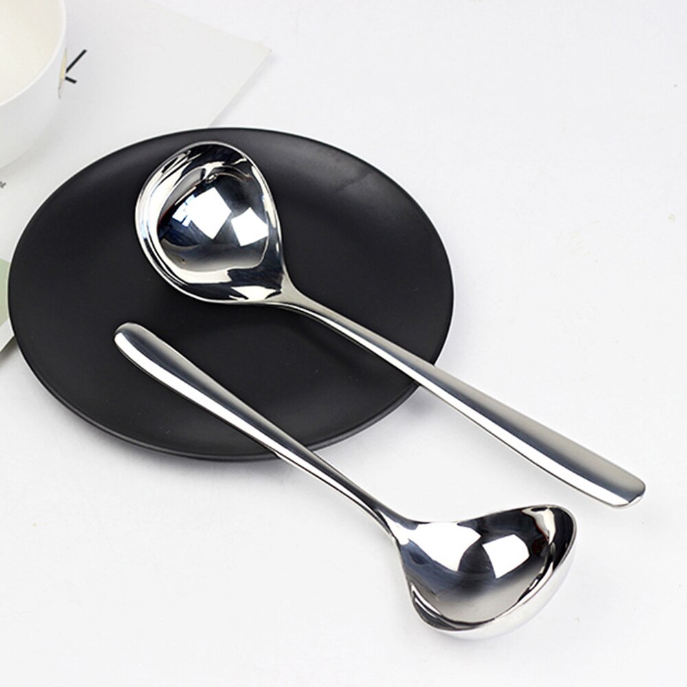 304 Roestvrij Staal Lange Steel Soeplepel Ronde Diner Levert Servies Accessoires Verdiepen Lepel