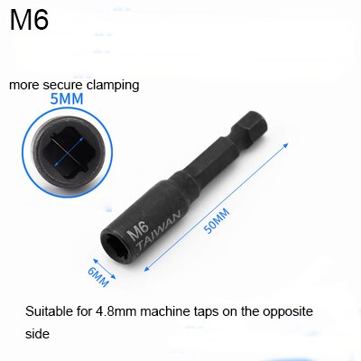M4-M16 Tap Die Socket Adapter 1/4'' Hex Shank Square Driver Thread Tap Adapter Screw Tapping Chuck for Machine Tap Power Drill: M6