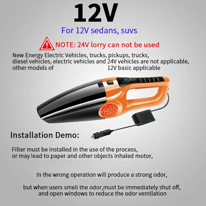 Portable Car Vacuum Cleaner Dry and Wet Dual-use High-Power Car Vacuum Cleaner Wired Mini Car Vacuum Cleaner 12V 120W