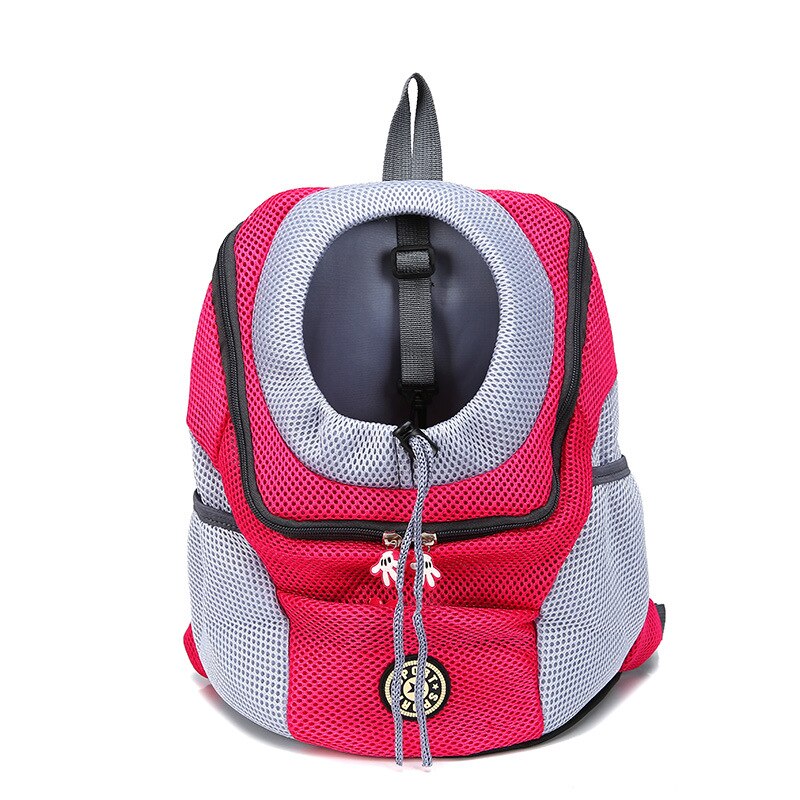 Tragbare Haustier Hund Katze Träger Tasche Doppelt Schulter Reise Rucksack draussen Vorderseite Taschen Oxford Gittergewebe Atmungsaktiv Hund Haustiere Zubehör: rot / 30cm x 34cm x 16cm