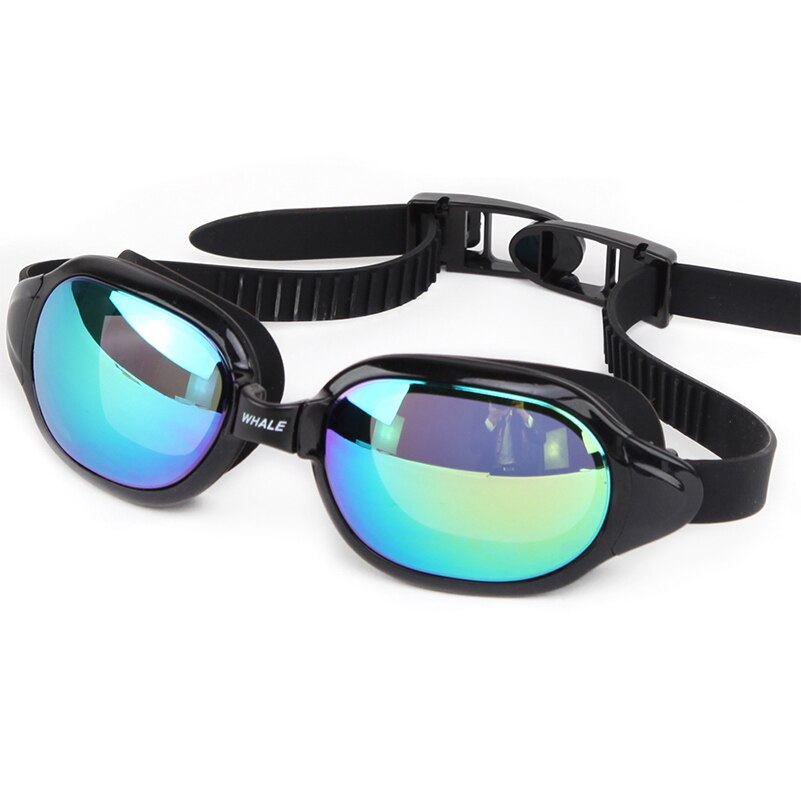 Whale Waterproof Silicone Swimming Glasses Anti-Fog UV плавательные очки Swimming Goggles Eyewear: black and gold