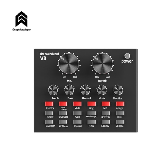 live sound card online live video entertainment for PC mobile phone Android OS external sound card V8 Blue Pink: black