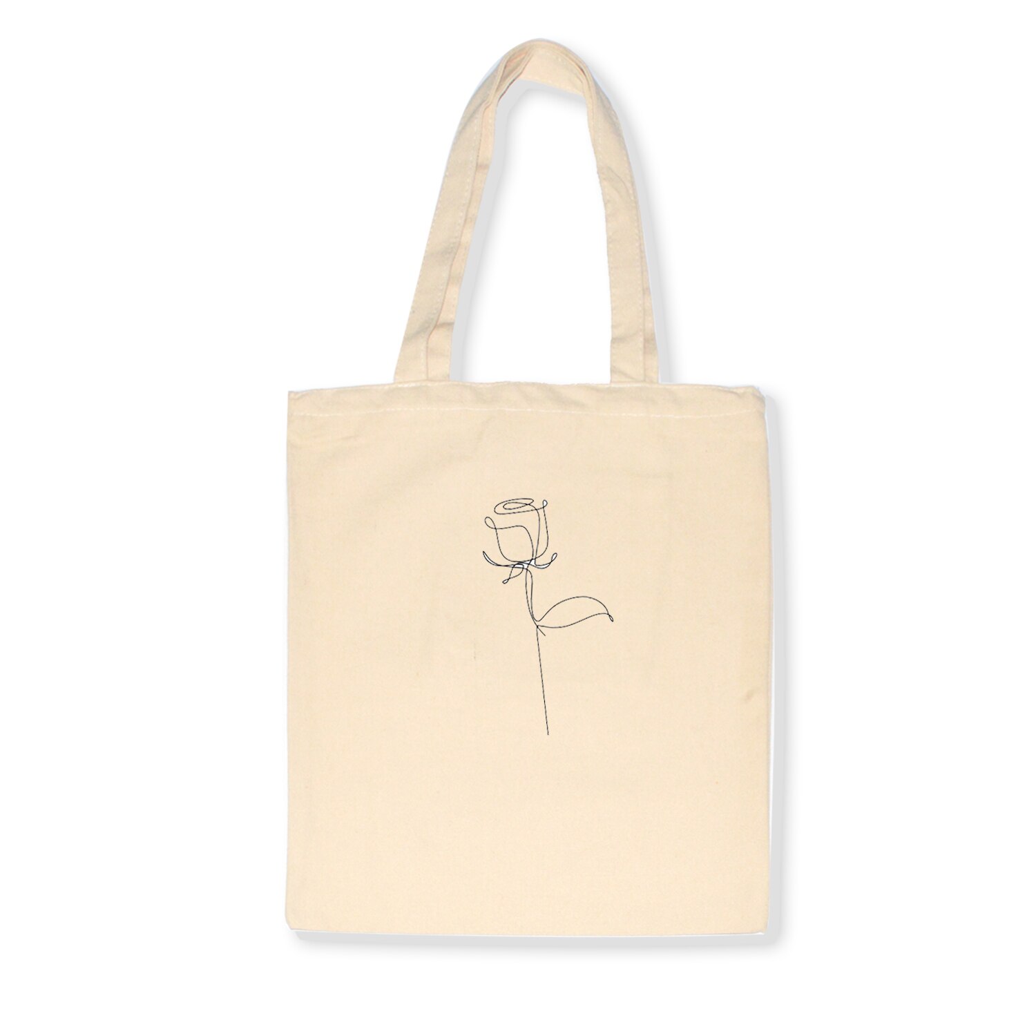Handtassen voor jonge dames, stoffen canvas tas, reistas voor dames, eco-herbruikbare schoudertassen, schooltas, lijntekening, print: E196 beige