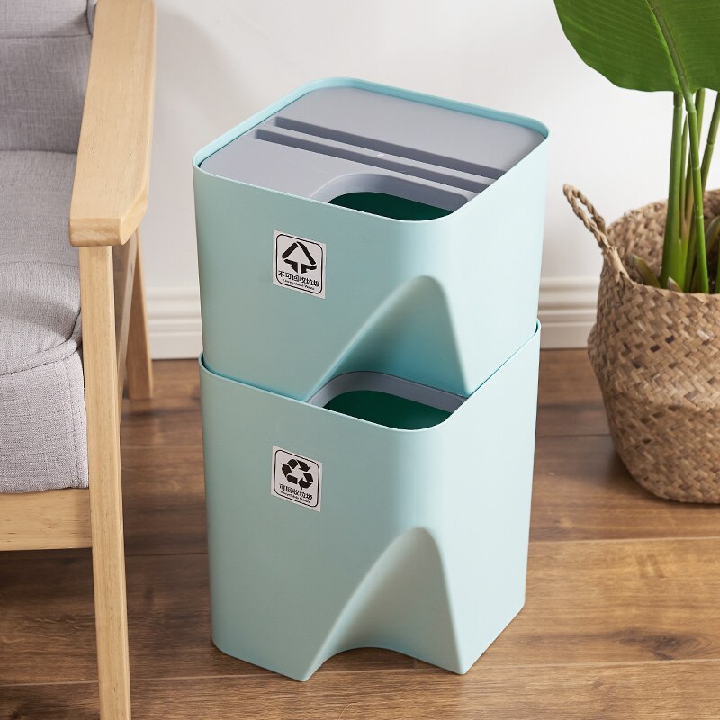 Stackable trash can with lid kitchen waste bin bathroom household wet and dry plastic living room paper basketYHJ110701