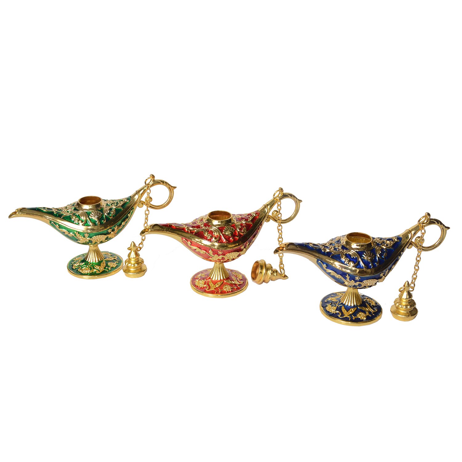 Hand Painted Enamel Magic Lamp Decorative Hinged Jewelry Trinket Box Novelty Home Decor