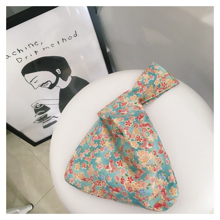 Bloemen Meisjes Japanse Stijl Pols Zak Draagbare Wandeling Telefoon Key Coin Bag Enkele Leuke Shopping Tote Polsbandjes Voor Lady