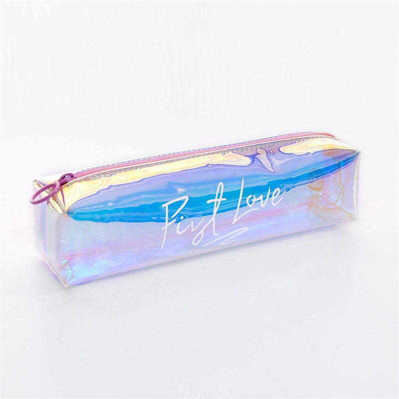 Transparent Cosmetic Bag Travel Makeup Bag Zipper Make Up Organizer Pouch Toiletry Student Pencil Pouch: B-Orange